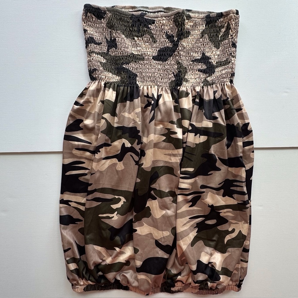 Camo print strapless top elastic top‎ and bottom women’s 2X